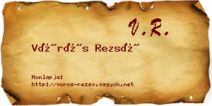 Vörös Rezső névjegykártya